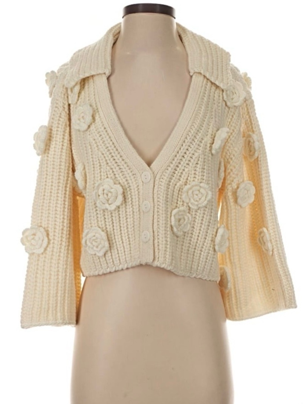 For Love And Lemons Cream Cardigan with Floral Details
